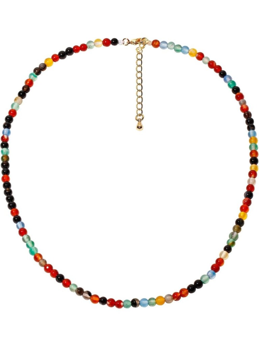 Unisex 4mm Gemstone & Crystal Choker Necklace, Adjustable 16"-18", Boho Style
